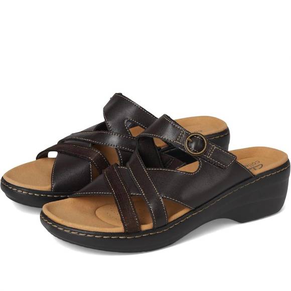NEW CLARKS women's merliah holly sandal in dark brown - Picture 1 of 6